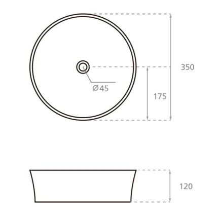 Bathco 4086 - VOLTA lauapealne valamu, Ø 35 cm, portselan/valge