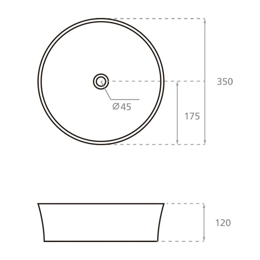 Bathco 4086 - VOLTA lauapealne valamu, Ø 35 cm, portselan/valge