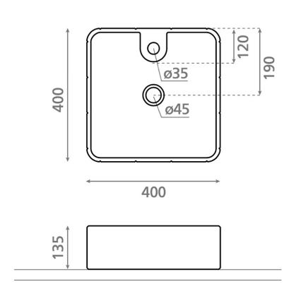 Bathco 4162 - CIRCUS lauapealne valamu 40x40 cm portselan/beež