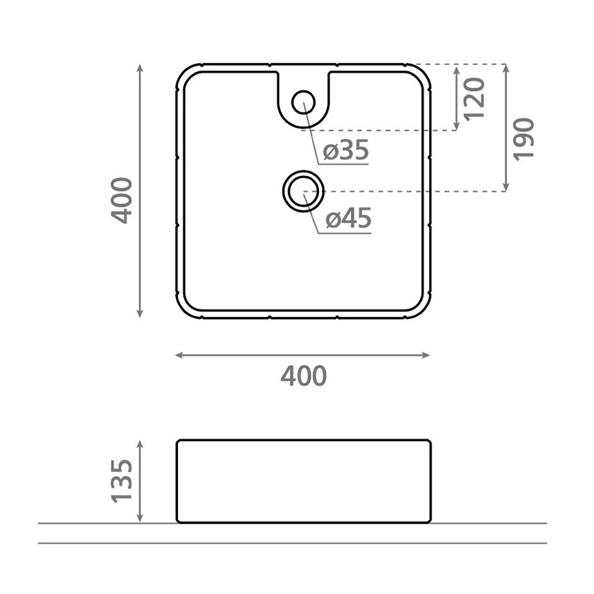 Bathco 4162 - CIRCUS lauapealne valamu 40x40 cm portselan/beež