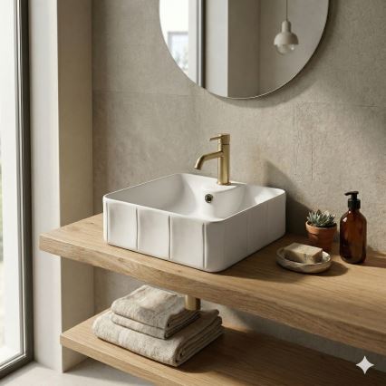 Bathco 4163 - Lauale paigaldatav valam CIRCUS 40x40 cm portselan/valge