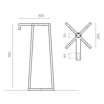 Bathco 8216 - Valamu alus VOLTA 76x40 cm teras/läikiv kroom