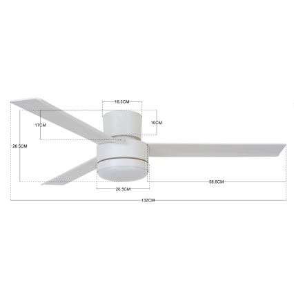 BAYSIDE 213036 - LED Laeventilaator LAGOON GX53/17W/230V valge + kaugjuhtimispult