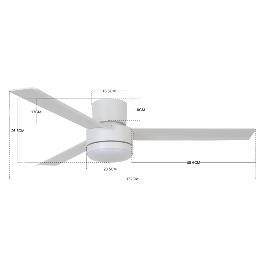 BAYSIDE 213036 - LED Laeventilaator LAGOON GX53/17W/230V valge + kaugjuhtimispult