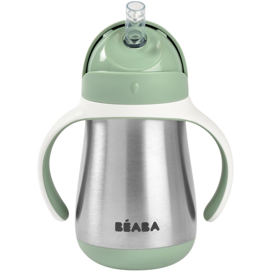 Beaba - 250 ml termokruus kõrrega, roheline