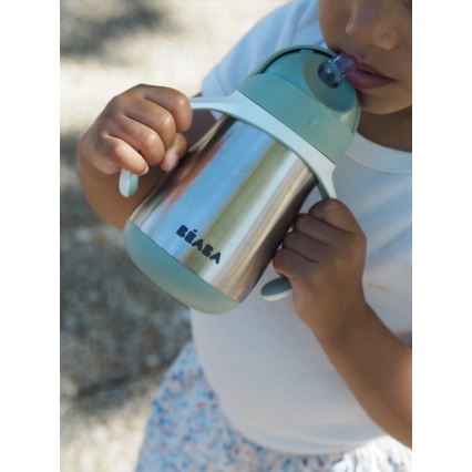 Beaba - 250 ml termokruus kõrrega, roheline