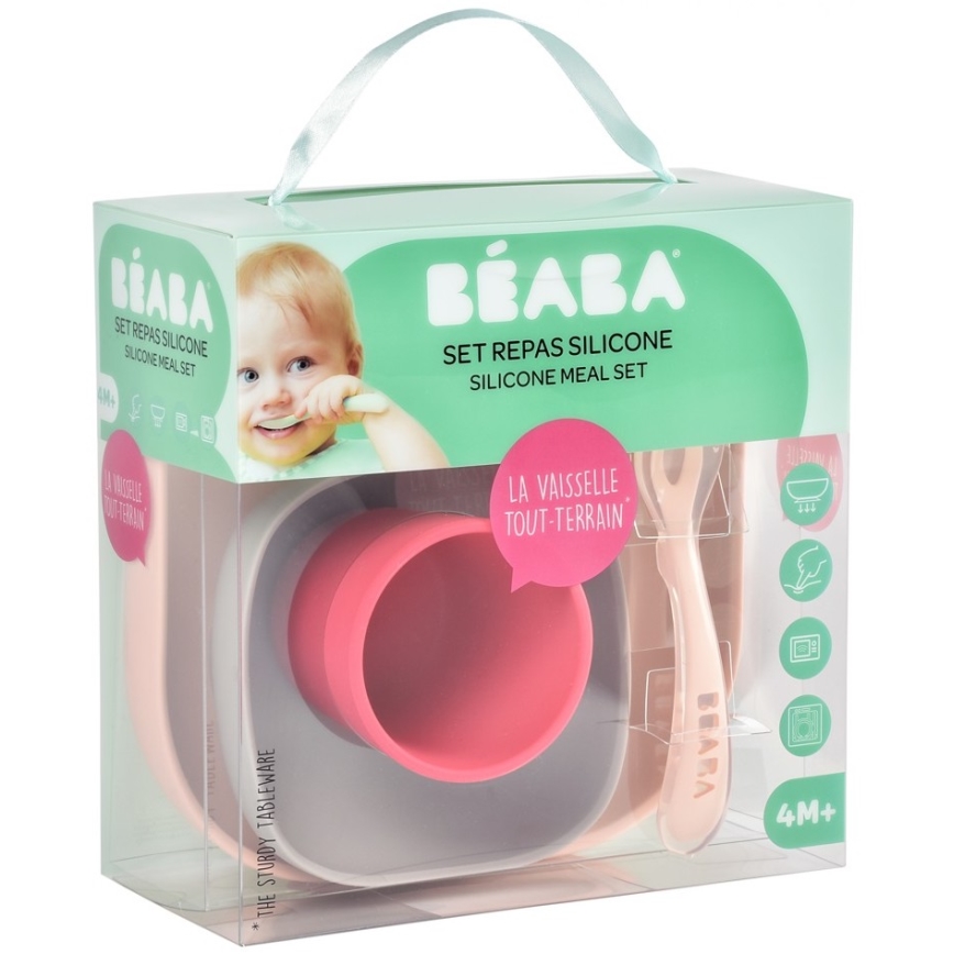 Beaba - Laste sööginõude komplekt Pink 4 osaline