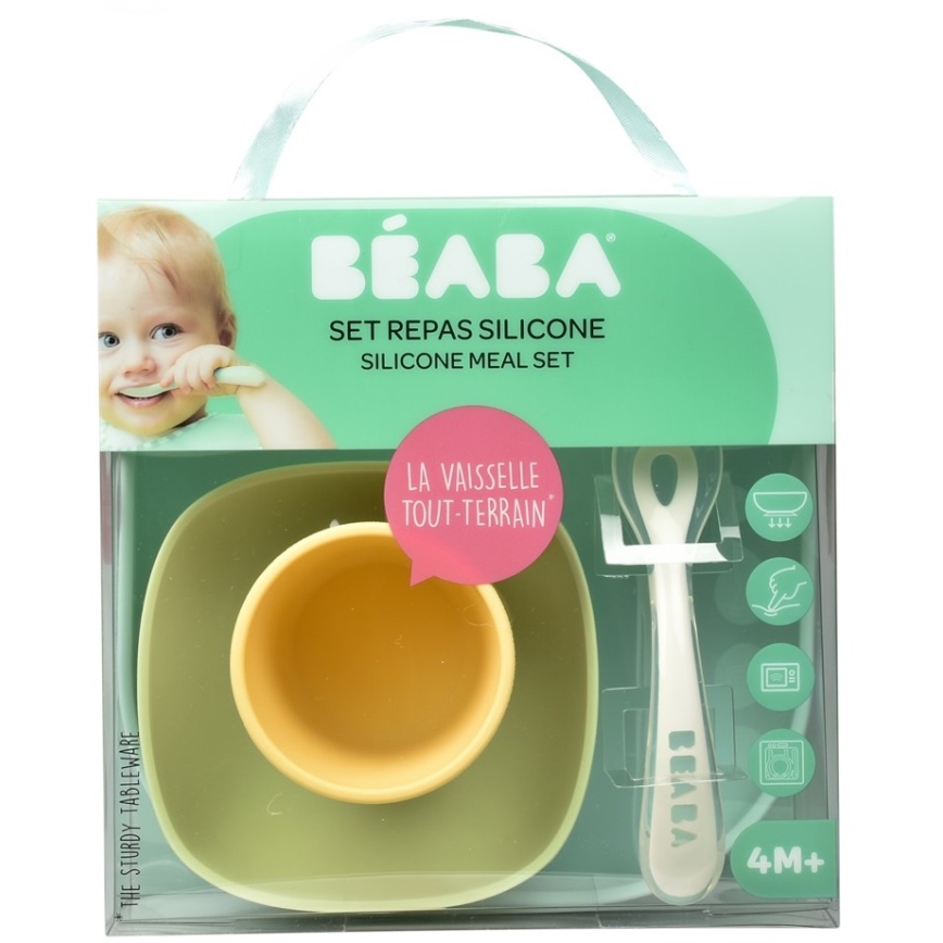 Beaba - Laste sööginõude komplekt Yellow 4 osaline