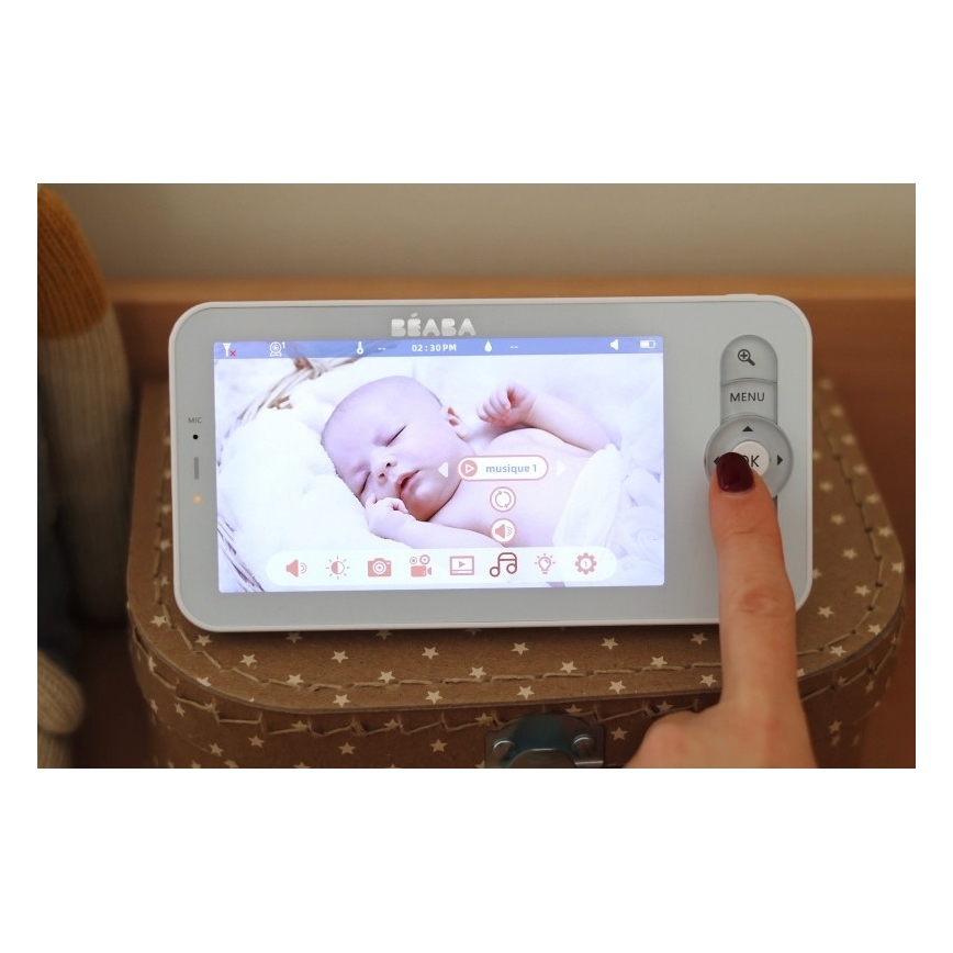 Beaba - nutikas laetav beebimonitor ekraaniga ZEN NIGHT 720p 5V 4000 mAh Wi-Fi valge