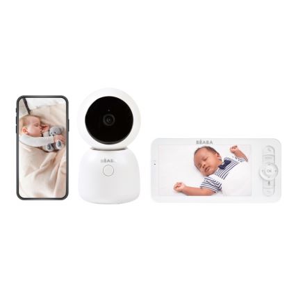 Beaba - nutikas laetav beebimonitor ekraaniga ZEN NIGHT 720p 5V 4000 mAh Wi-Fi valge