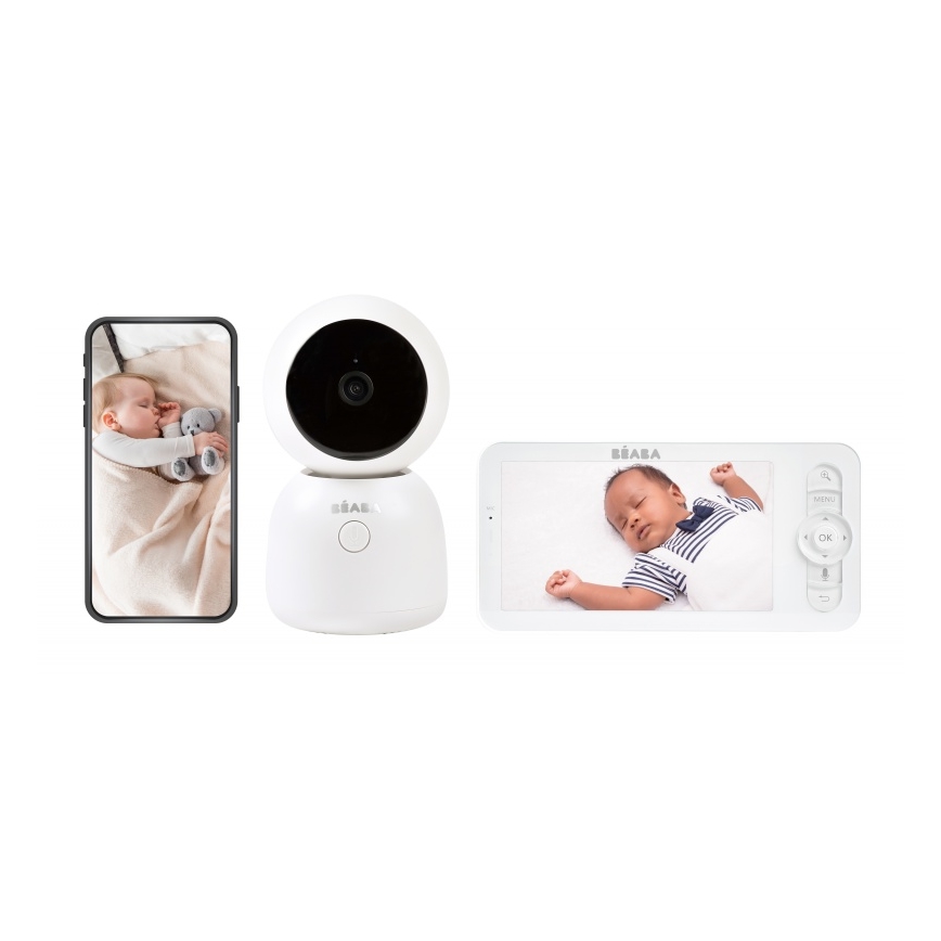 Beaba - nutikas laetav beebimonitor ekraaniga ZEN NIGHT 720p 5V 4000 mAh Wi-Fi valge
