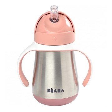 Beaba - Termoisoleeritud kruus kõrrega 250 ml roosa