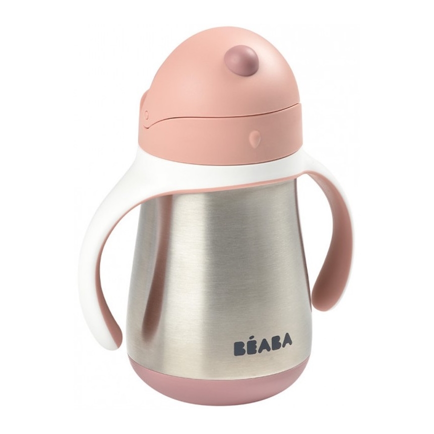 Beaba - Termoisoleeritud kruus kõrrega 250 ml roosa