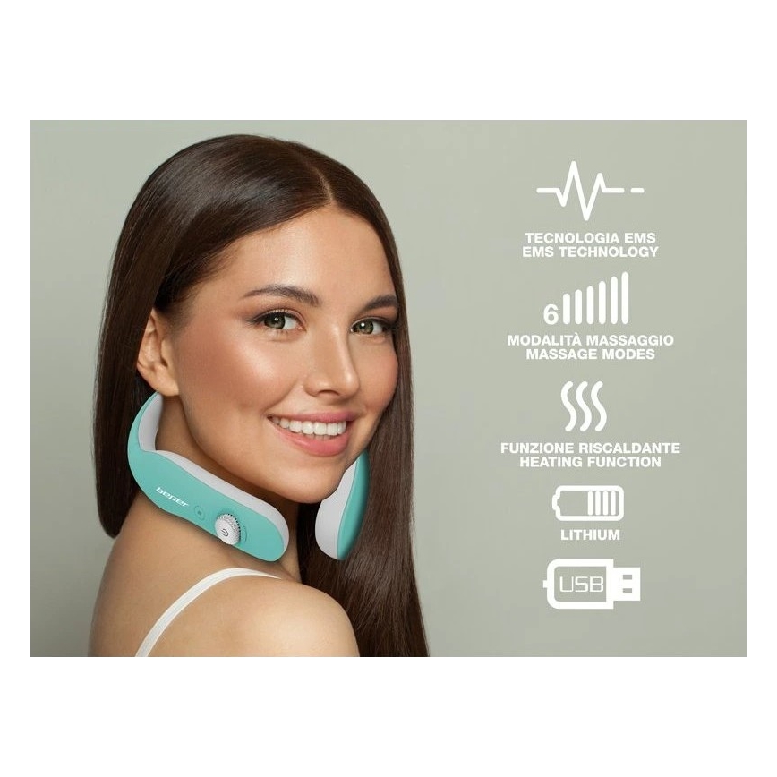 Beper - Laetav EMS-kaela massaažiseade 5V/900 mAh mintroheline