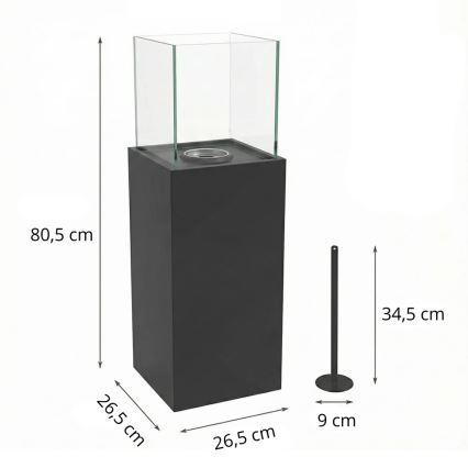 BIO kamin ALICANTE 26,5x80,5 cm 2kW must