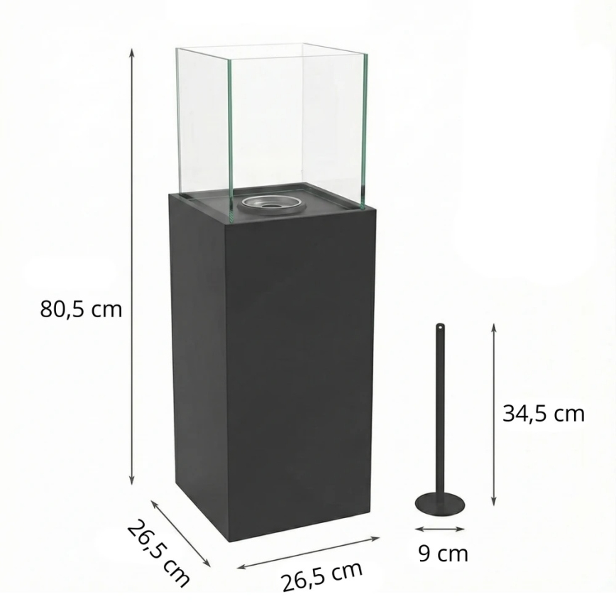 BIO kamin ALICANTE 26,5x80,5 cm 2kW must