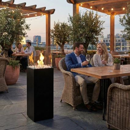 BIO kamin ALICANTE 26,5x80,5 cm 2kW must + kaitsekate