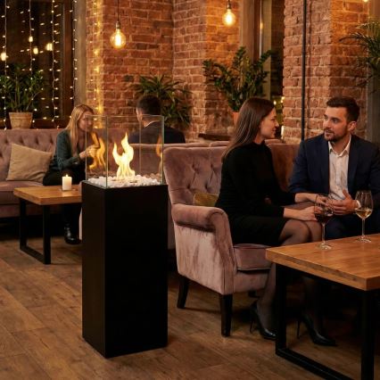 BIO kamin ALICANTE 26,5x80,5 cm 2kW must + kaitsekate