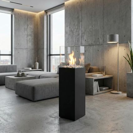 BIO kamin ALICANTE 26,5x80,5 cm 2kW must + kaitsekate