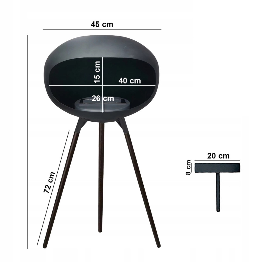 BIO kamin TOKIO 45x100 cm 2kW must