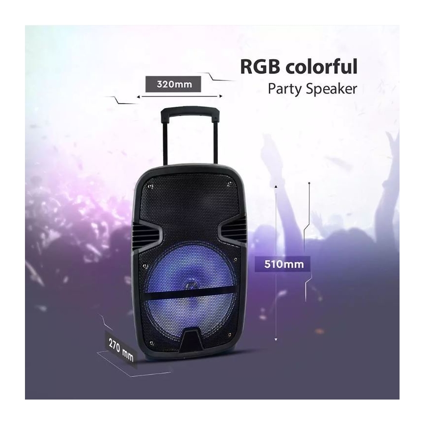 Bluetooth kaasaskantav kõlar mikrofoniga 35W/3,7V LED RGB + Pult