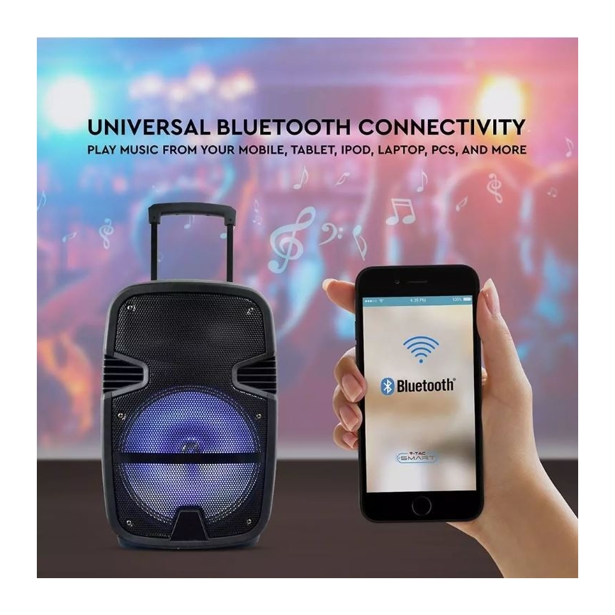 Bluetooth kaasaskantav kõlar mikrofoniga 35W/3,7V LED RGB + Pult
