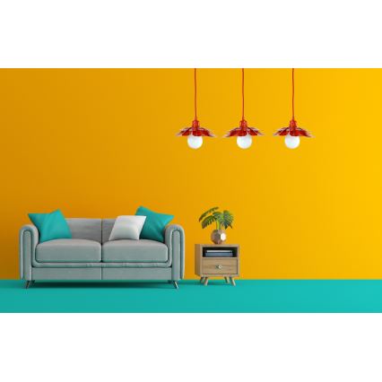 Bohemia-Design - kaabliga ripplühter 1xE27/60W/230V, punane