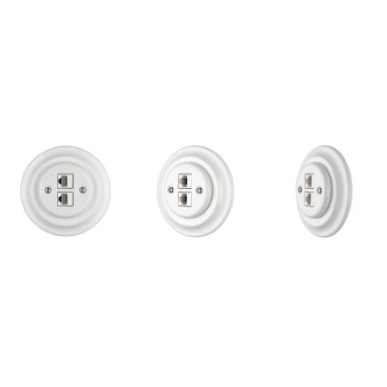 Bohemia-Design - portselanist retro Ethernet-pistikupesa raamita 2x CAT5e valge