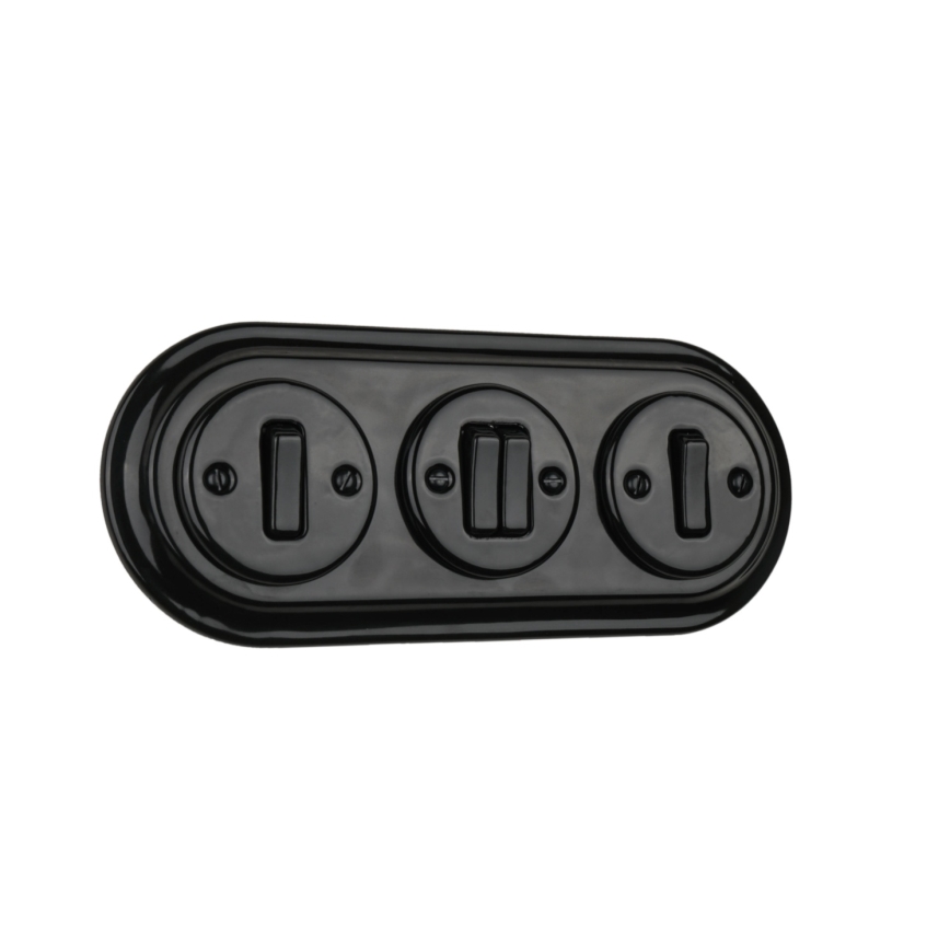 Bohemia-Design - portselanist retro kolmikpildiraam, must