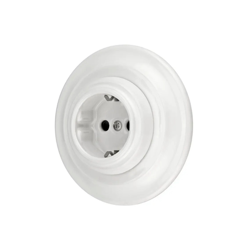 Bohemia-Design - portselanist retro seinapistikupesa raamiga SCHUKO 250V/16A, valge