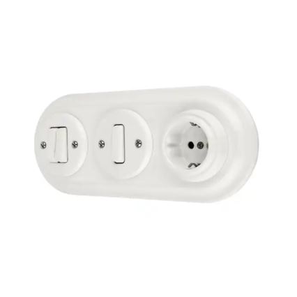 Bohemia-Design - portsellanist retro seinapistikupesa raamita SCHUKO 250V/16A valge