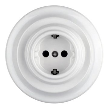 Bohemia-Design - Portselanist retro seinapistikupesa raamiga SCHUKO 250V/16A valge