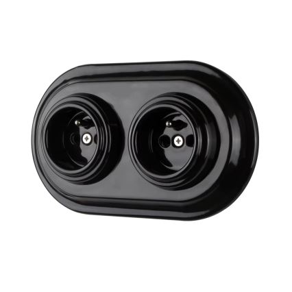 Bohemia-Design - portselanist retro seinapistikupesa raamita 250V/16A must