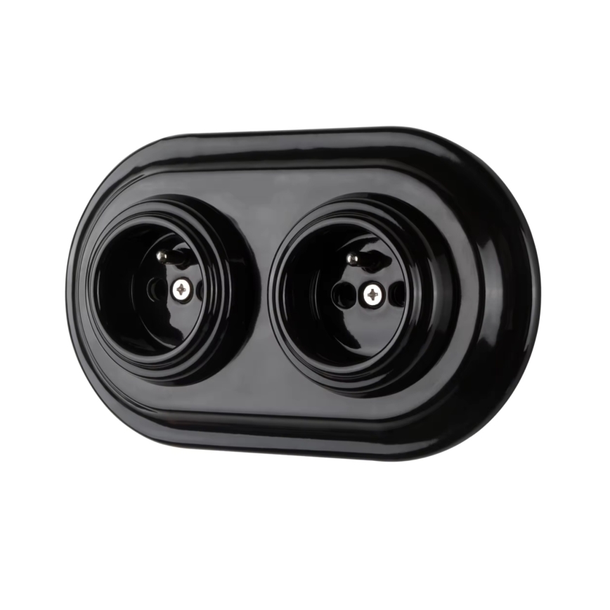 Bohemia-Design - portselanist retro seinapistikupesa raamita 250V/16A must