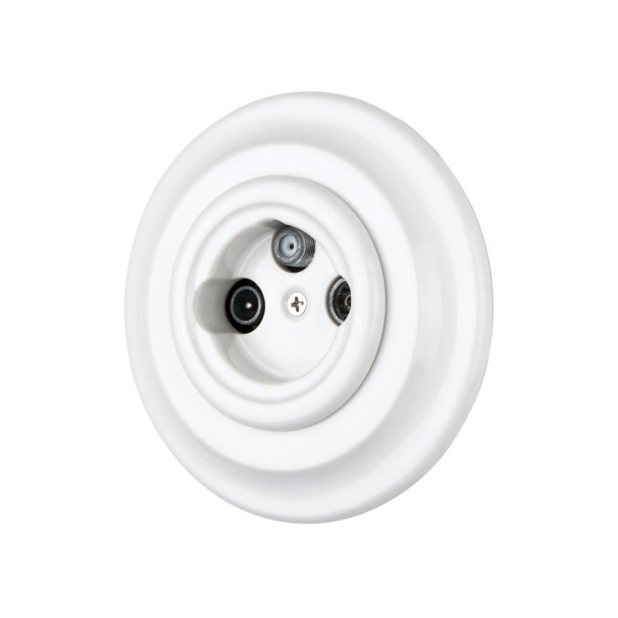 Bohemia-Design - portselanist retro TV/SAT-W pistikupesa raamiga, valge