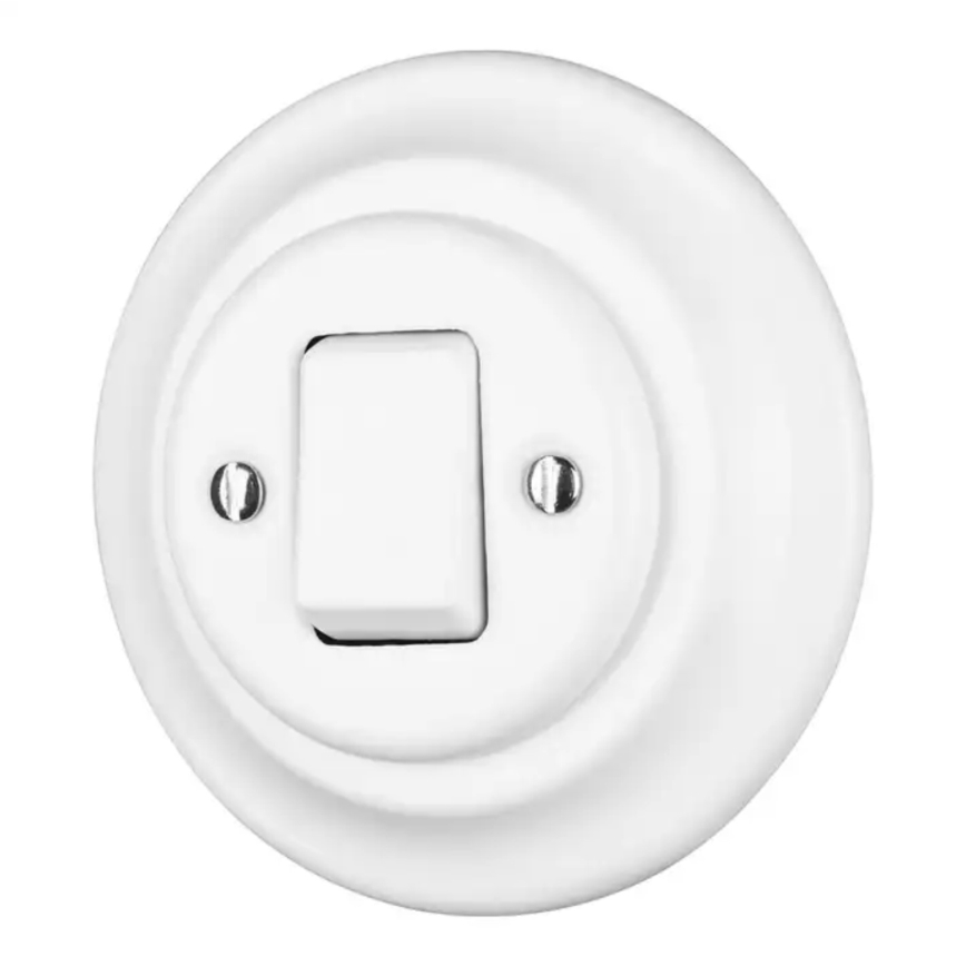 Bohemia-Design - Portselanist retro ühe lülitiga lüliti raamiga nr. 7 valge