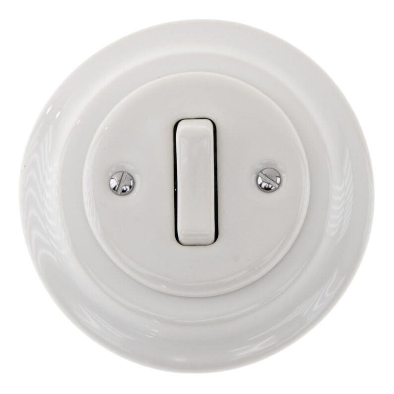 Bohemia-Design - portselanist retro üheklahviga lüliti raamiga nr 1, valge