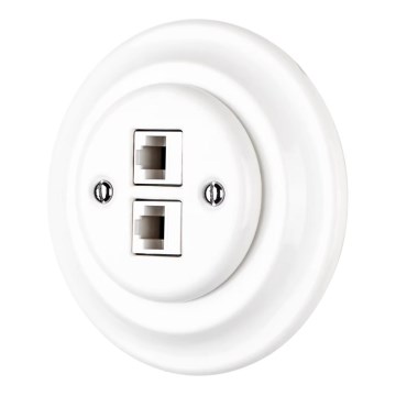 Bohemia-Design - portselanist retrostiilis Ethernet-pesa raamiga 2x CAT.5E valge
