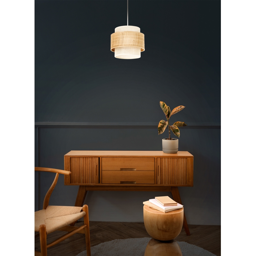 BOHO rippvalgusti juhtmel 1xE27/60W/230V läbimõõt 20 cm juut/kreemjas