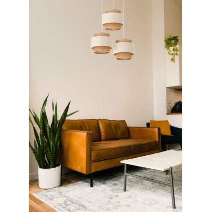 BOHO-stiilis ripplamp nööril 3xE27/60W/230V kreemjas/jute