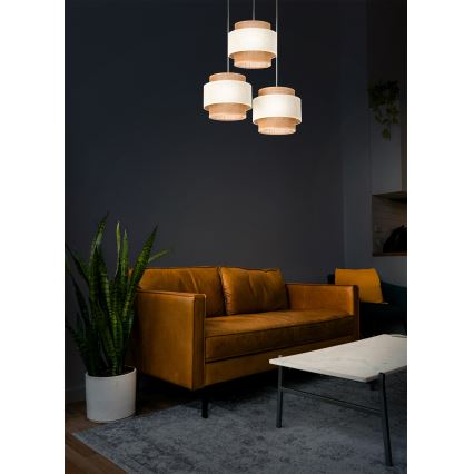 BOHO-stiilis ripplamp nööril 3xE27/60W/230V kreemjas/jute