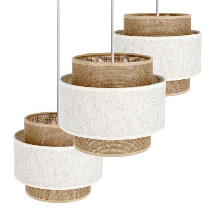 BOHO-stiilis ripplamp nööril 3xE27/60W/230V kreemjas/jute