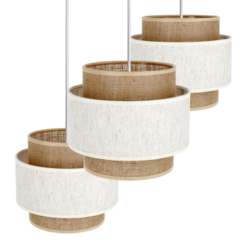 BOHO-stiilis ripplamp nööril 3xE27/60W/230V kreemjas/jute