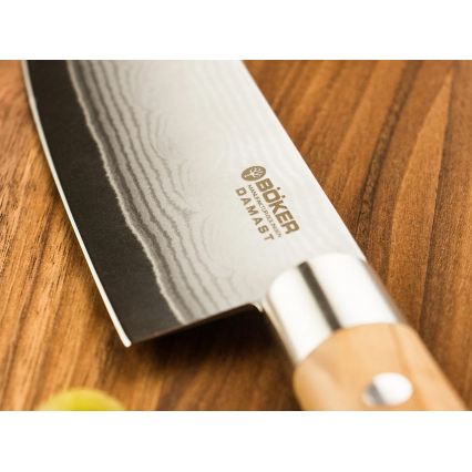 Böker - Damaskterasest kööginuga DAMAST OLIVE 21,2 cm oliivipuit