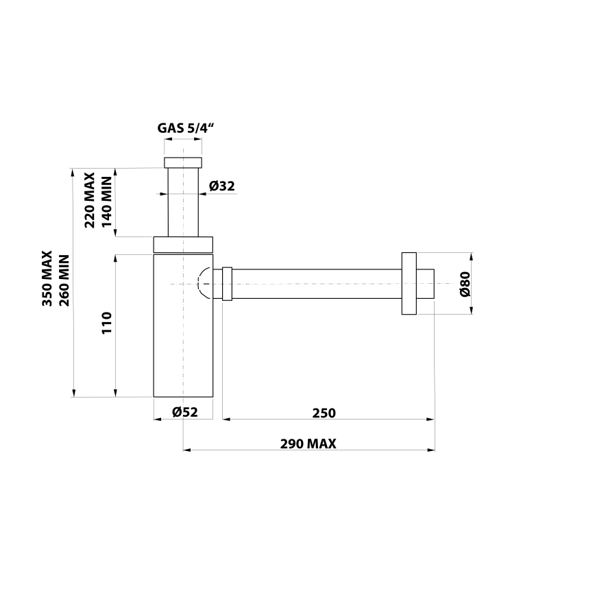 Bonomini - Valamu sifoon KING läikiv kroom