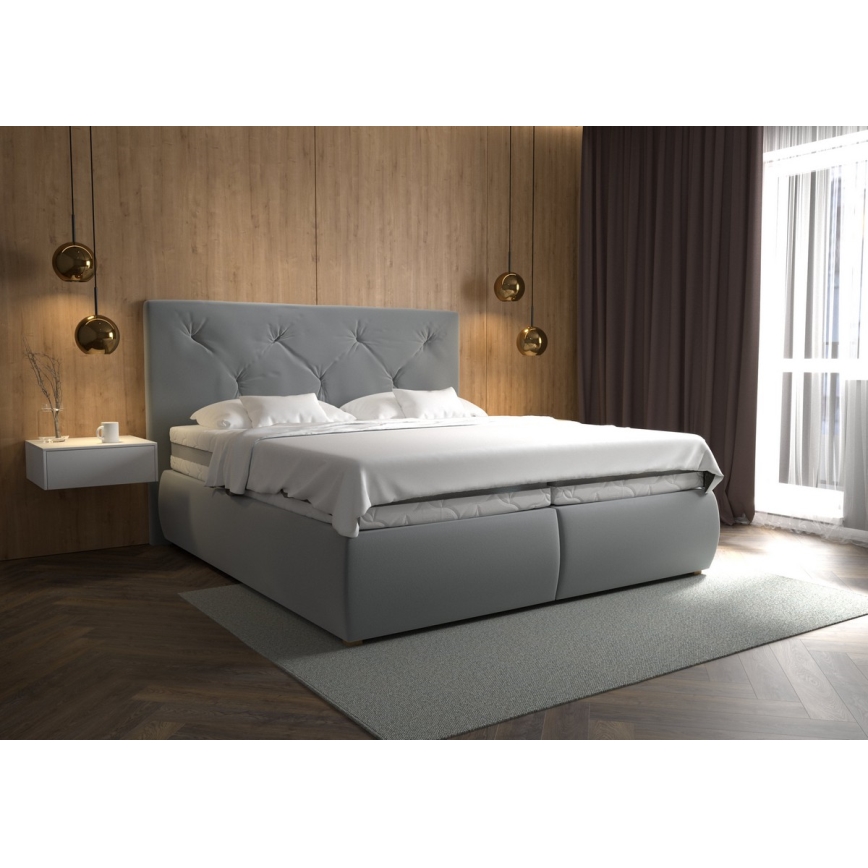 Boxspringvoodi koos madratsi ja pealiskihiga ELEN 160x200 cm hall