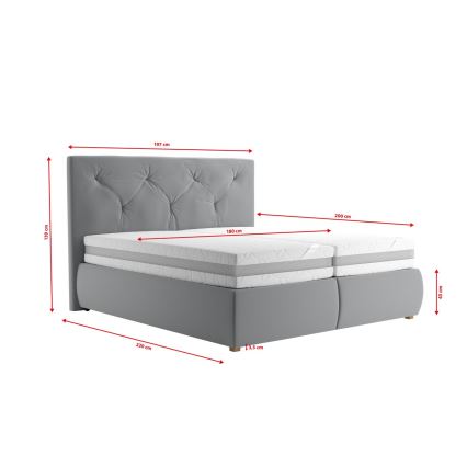 Boxspringvoodi koos madratsi ja pealiskihiga ELEN 180x200 cm hall