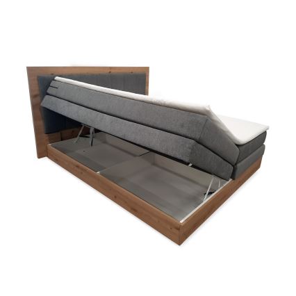 Boxspringvoodi JASMINE 180x200 cm, komplektis madratsid ja pealmadrats, panipaigaga, hall