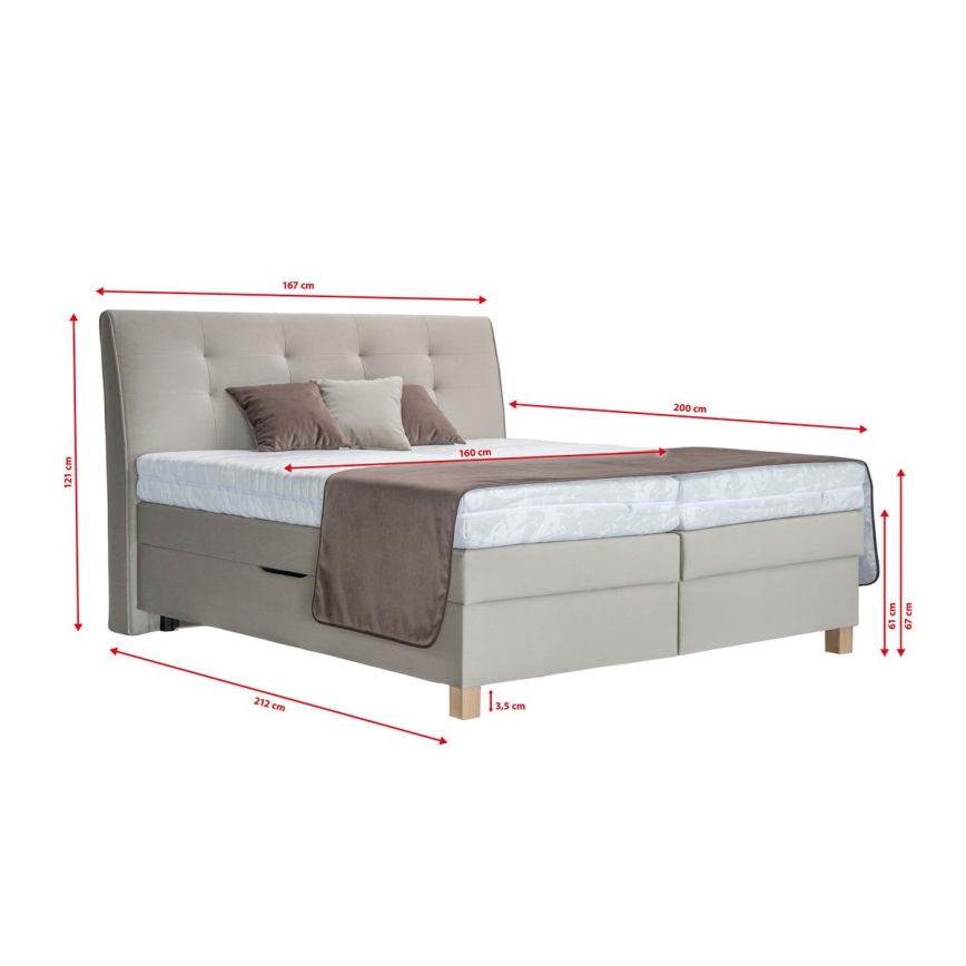 Boxspringvoodi madratsiga BEA 160x200 cm beež