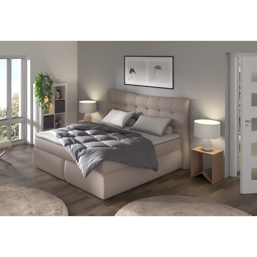 Boxspringvoodi koos madratsite ja pealiskihiga SOFIA 180x200 cm beež